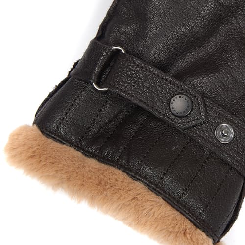 laydown image of Barbour Leather Utility Glove