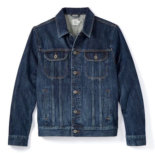 laydown image of Denim Trucker Jacket