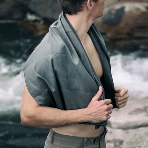 lifestyle image of NanoDry Packable Shower Towel – Large