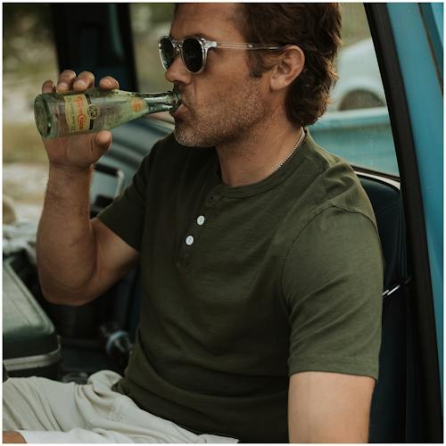 laydown image of Short Sleeve Slub Henley