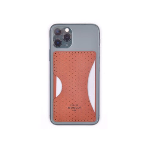 laydown image of Stick-On - Leather Phone-Case Card Slot