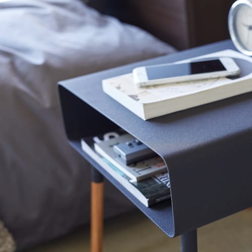 lifestyle image of Plain Side Table with Storage Shelf