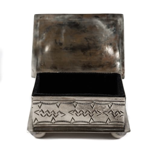 laydown image of Silver + Turquoise Jewelry Box