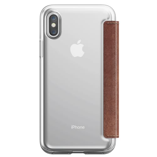 laydown image of Clear Folio - Rustic Brown Leather