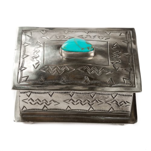 laydown image of Silver + Turquoise Jewelry Box